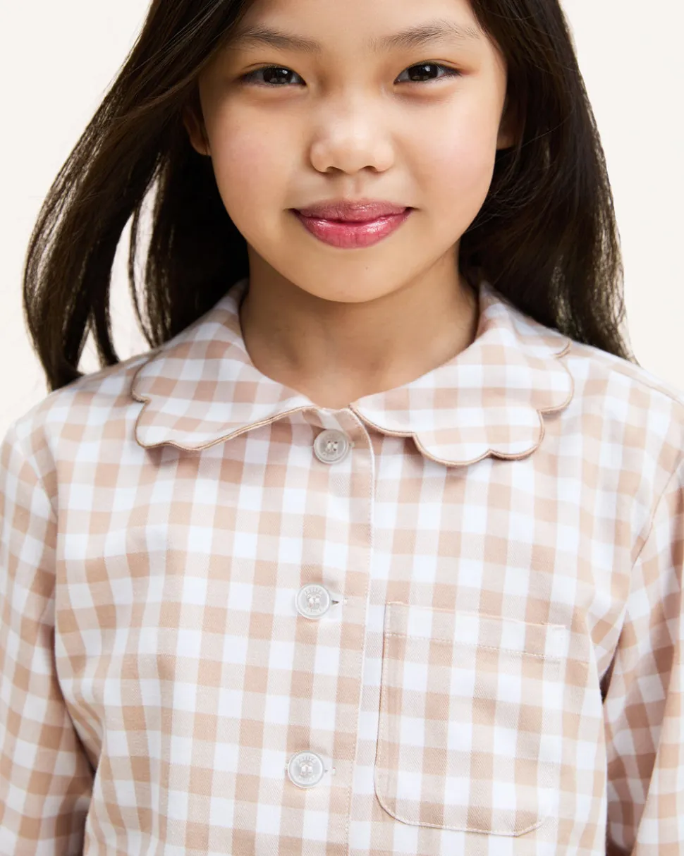 Kid's Twill Colette Pajama Set in Camel Gingham