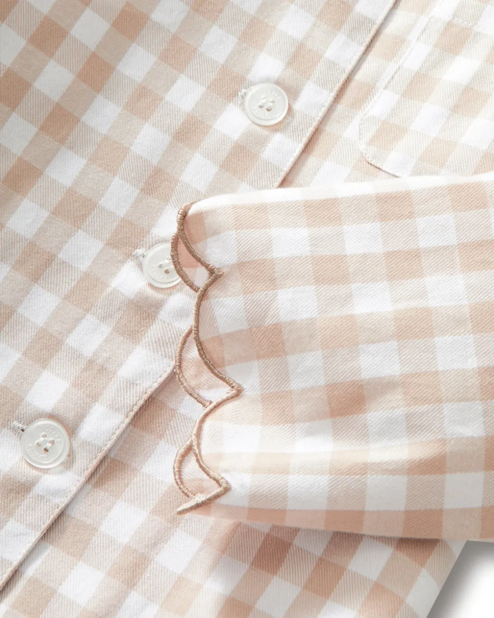 Kid's Twill Colette Pajama Set in Camel Gingham