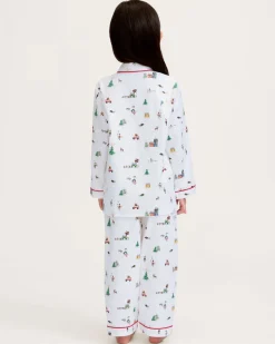Kid's Twill Pajama Set in Holiday Town