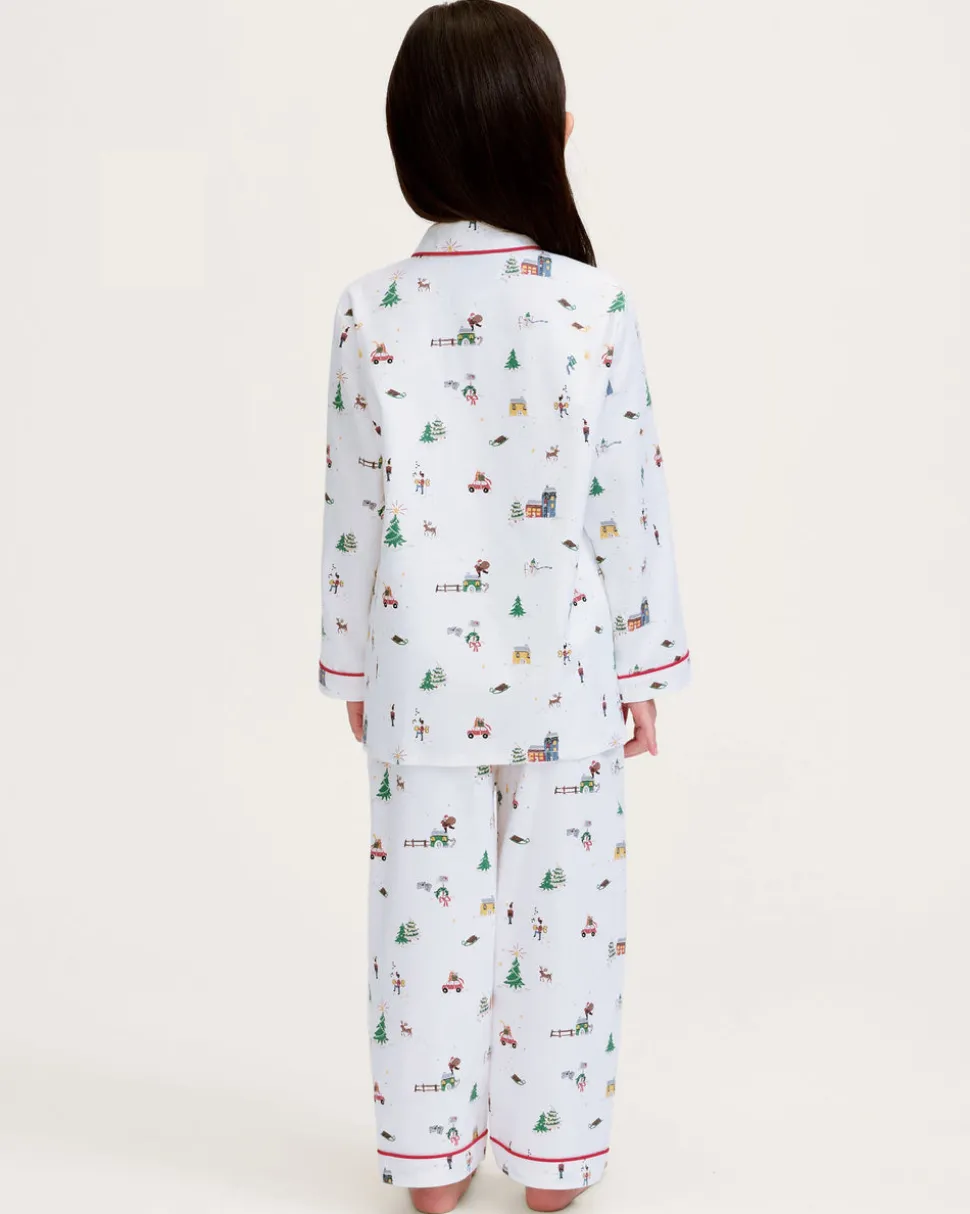 Kid's Twill Pajama Set in Holiday Town