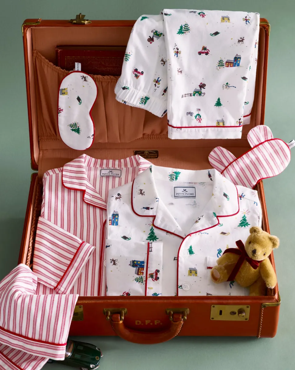 Kid's Twill Pajama Set in Holiday Town