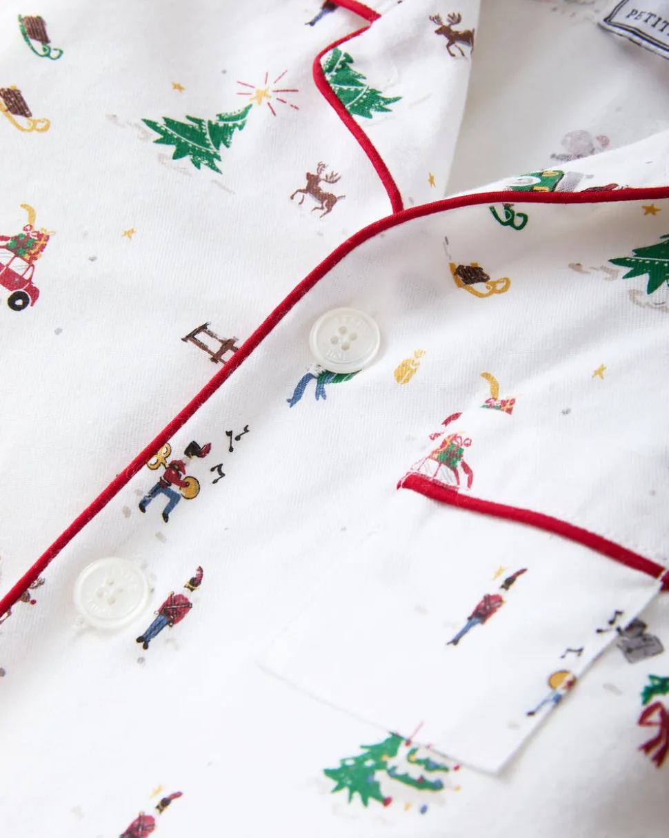 Kid's Twill Pajama Set in Holiday Town