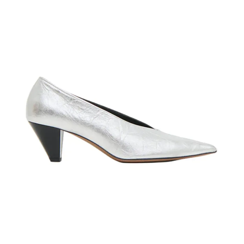 Kiki Heel in Crinkled Silver