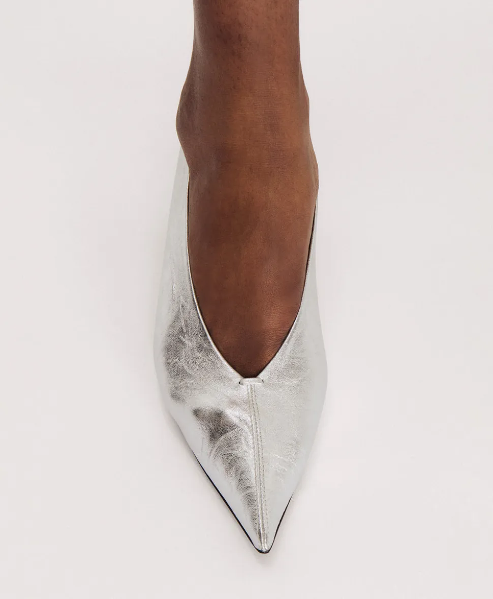Kiki Heel in Crinkled Silver