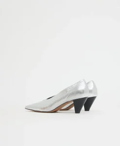 Kiki Heel in Crinkled Silver