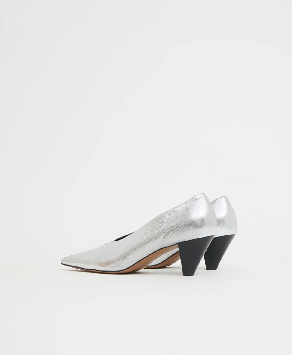 Kiki Heel in Crinkled Silver