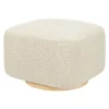 Kiwi Gliding Ottoman in Almond Teddy Loop with Light Wood Base