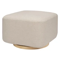Kiwi Gliding Ottoman in Performance Beach Eco-Weave with Light Wood Base