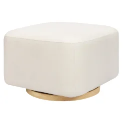 Kiwi Gliding Ottoman in Performance Cream Eco-Weave with Light Wood Base