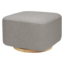 Kiwi Gliding Ottoman in Performance Grey Eco-Weave with Light Wood Base