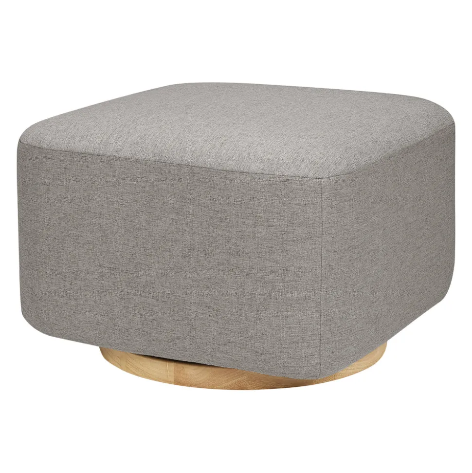 Kiwi Gliding Ottoman in Performance Grey Eco-Weave with Light Wood Base