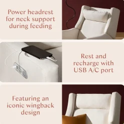 Kiwi Plus Power Recliner and Swivel Glider with Power Adjustable Headrest and USB Port in Performance Cream Eco-Weave