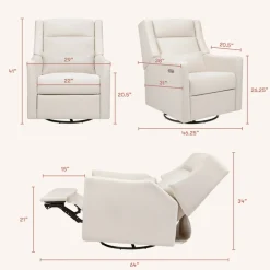 Kiwi Plus Power Recliner and Swivel Glider with Power Adjustable Headrest and USB Port in Performance Cream Eco-Weave