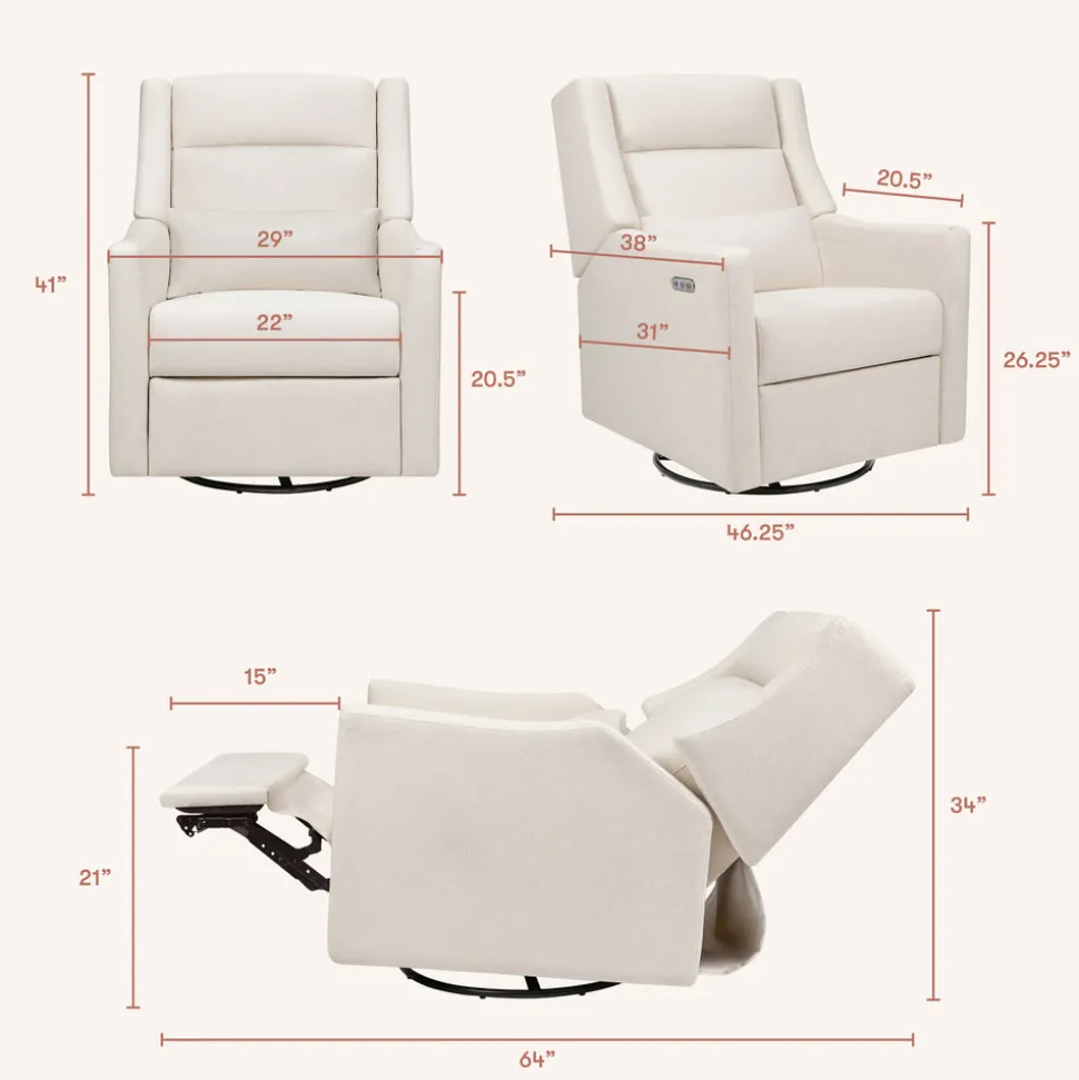 Kiwi Plus Power Recliner and Swivel Glider with Power Adjustable Headrest and USB Port in Performance Cream Eco-Weave