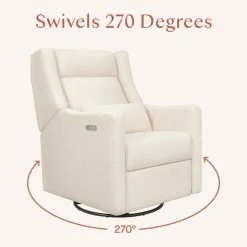 Kiwi Plus Power Recliner and Swivel Glider with Power Adjustable Headrest and USB Port in Performance Ivory Boucle