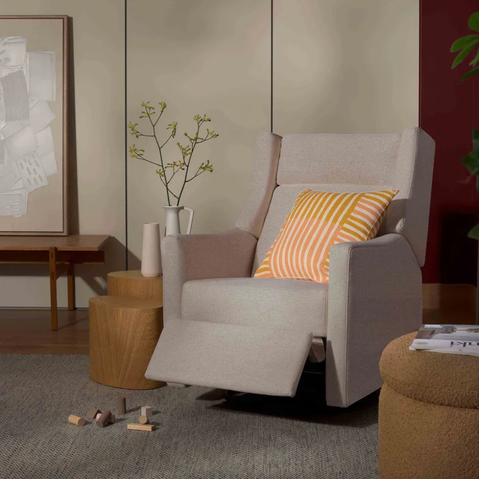 Kiwi Plus Power Recliner and Swivel Glider with Power Adjustable Headrest and USB Port in Performance Beach Eco-Weave