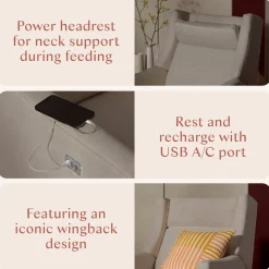 Kiwi Plus Power Recliner and Swivel Glider with Power Adjustable Headrest and USB Port in Performance Beach Eco-Weave