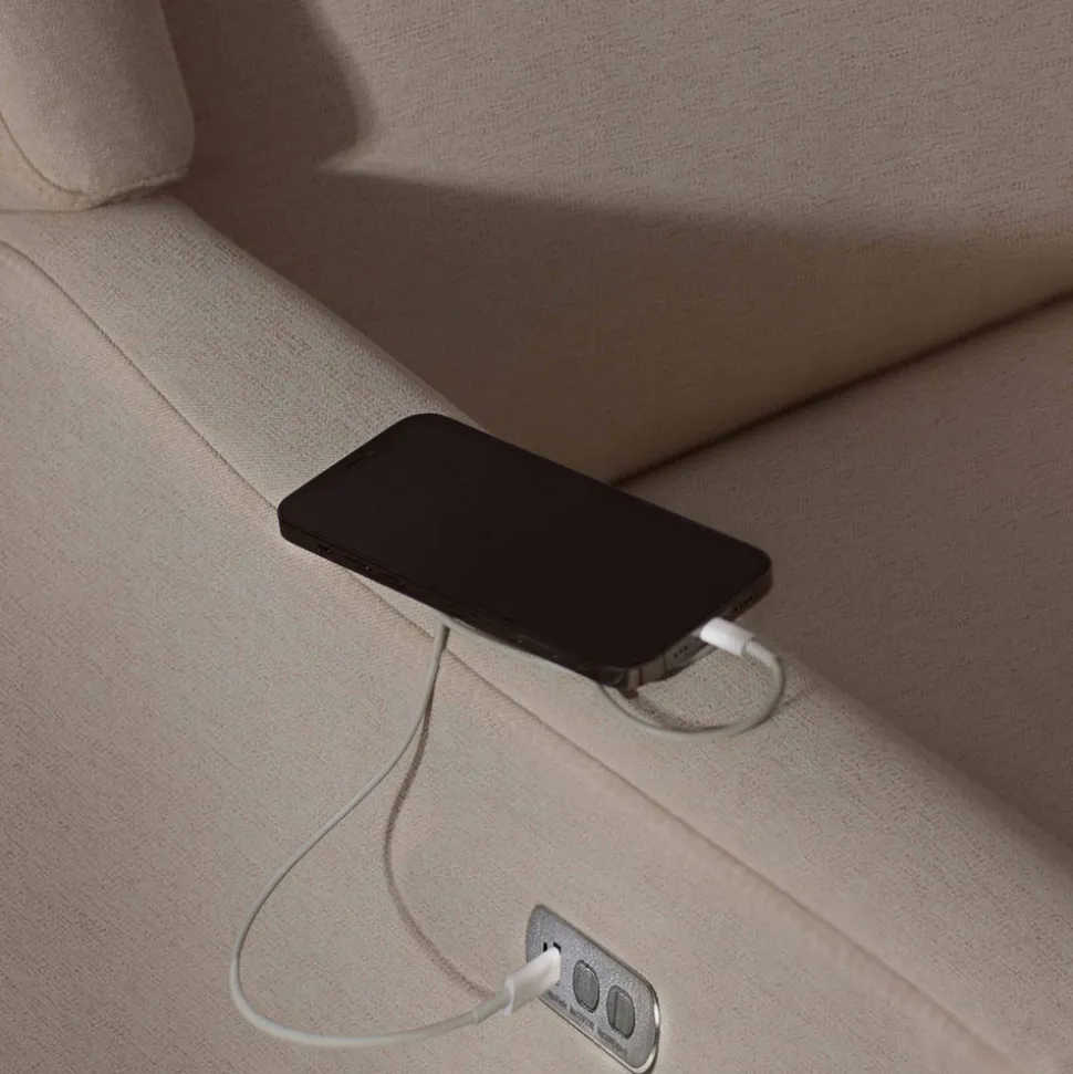 Kiwi Plus Power Recliner and Swivel Glider with Power Adjustable Headrest and USB Port in Performance Beach Eco-Weave