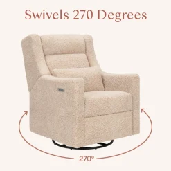 Kiwi Plus Power Recliner and Swivel Glider with Power Adjustable Headrest and USB Port in Chai Shearling