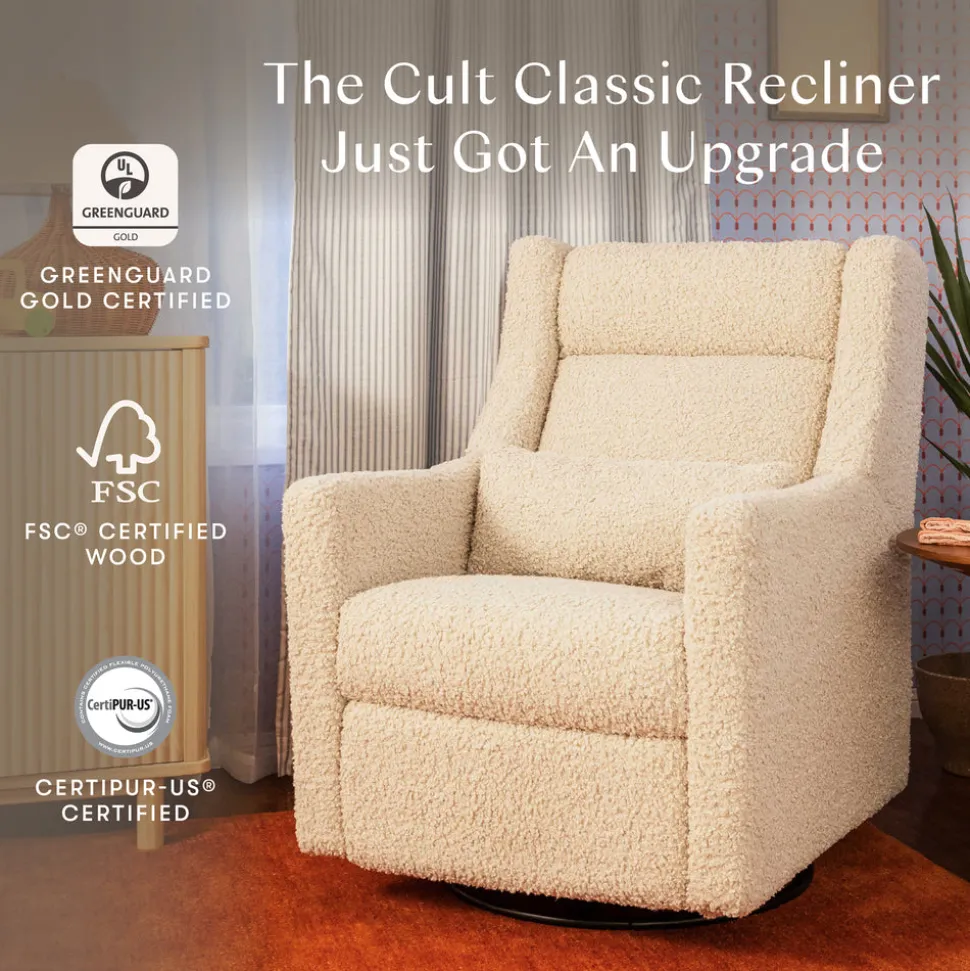 Kiwi Plus Power Recliner and Swivel Glider with Power Adjustable Headrest and USB Port in Almond Teddy Loop