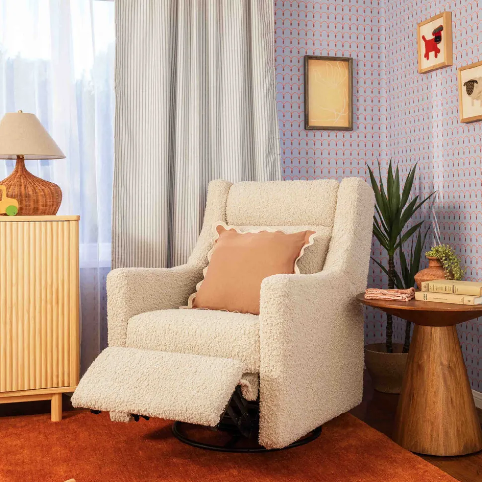 Kiwi Plus Power Recliner and Swivel Glider with Power Adjustable Headrest and USB Port in Almond Teddy Loop