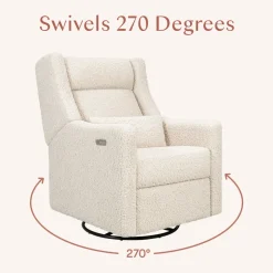 Kiwi Plus Power Recliner and Swivel Glider with Power Adjustable Headrest and USB Port in Almond Teddy Loop