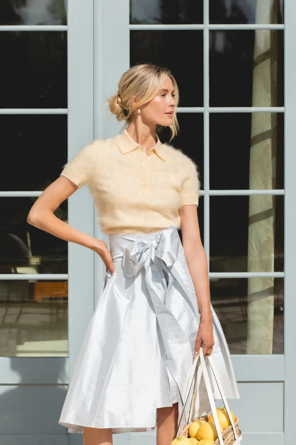 Knee-Length Skirt in Seaside Stripe