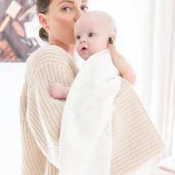 Knit Baby Blanket in Ivory
