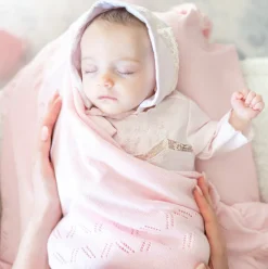 Knit Baby Blanket in Pink