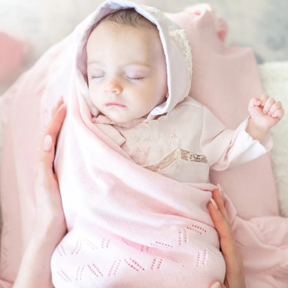 Knit Baby Blanket in Pink