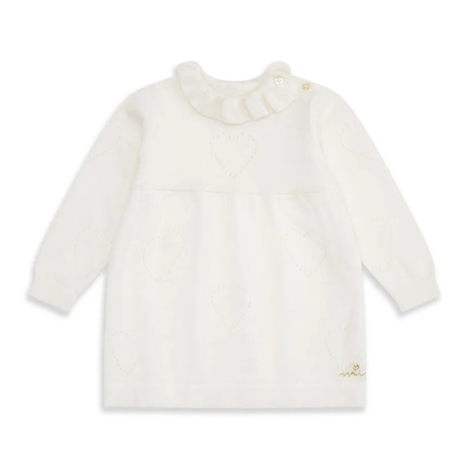 Knitted Heart Dress in Ivory