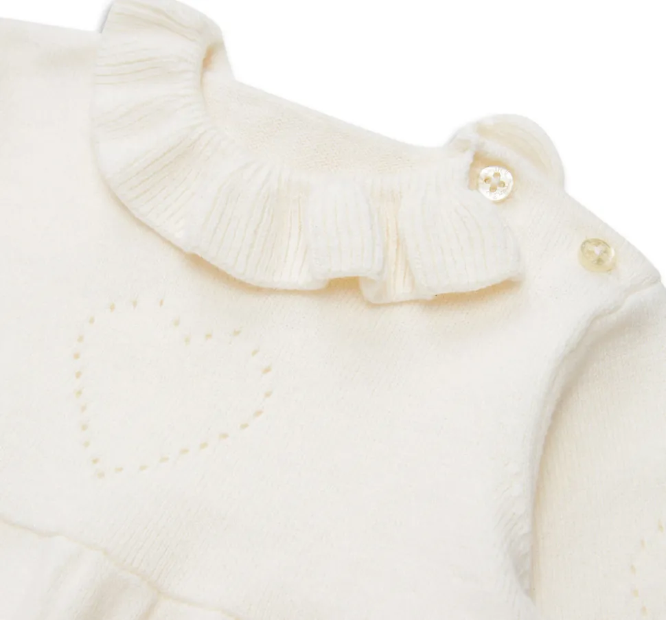 Knitted Heart Dress in Ivory