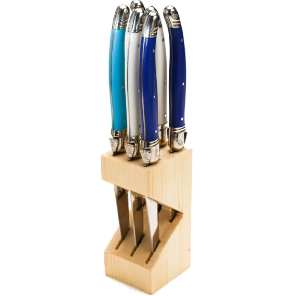 Knives in Block in Marina Mix, Set of 6