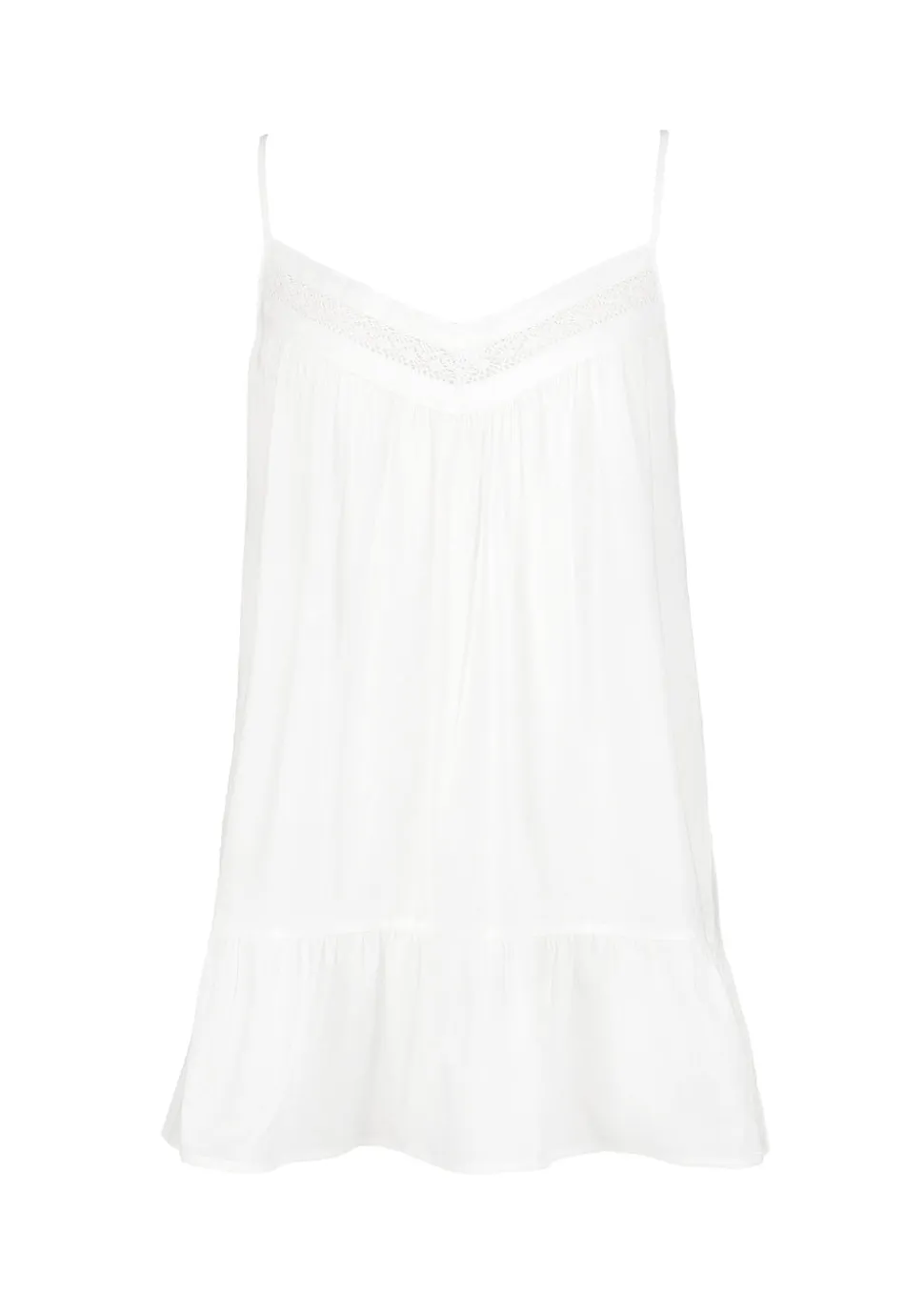Kristen White Cotton Nightie with Short Ruffle Hem