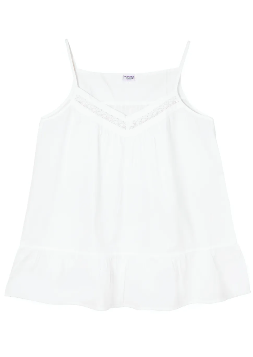 Kristen White Cotton Nightie with Short Ruffle Hem