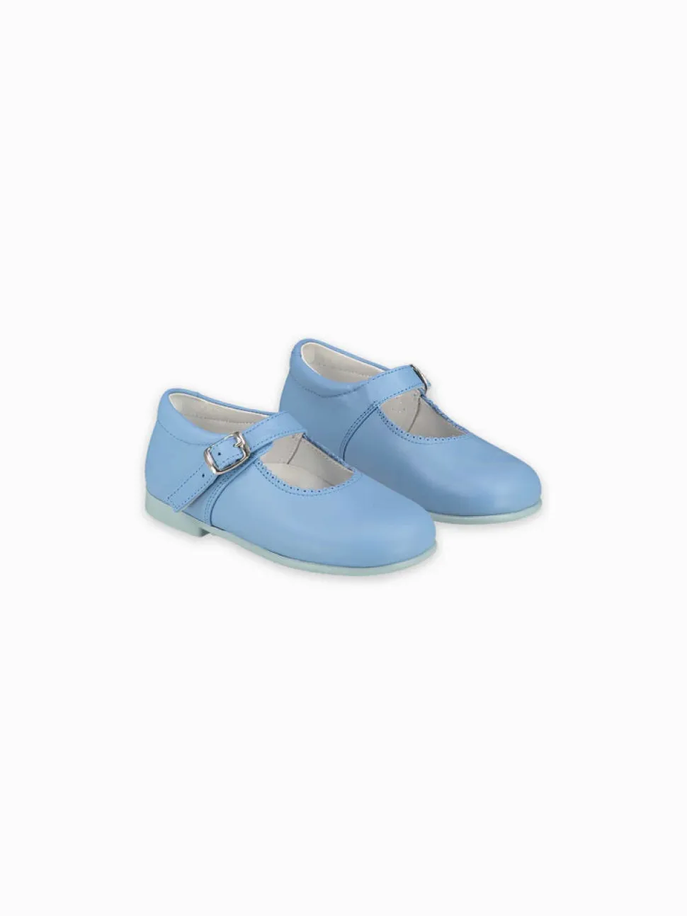 La Coqueta Mary Janes in Dusty Blue