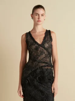 Lace Patchwork Top in Black