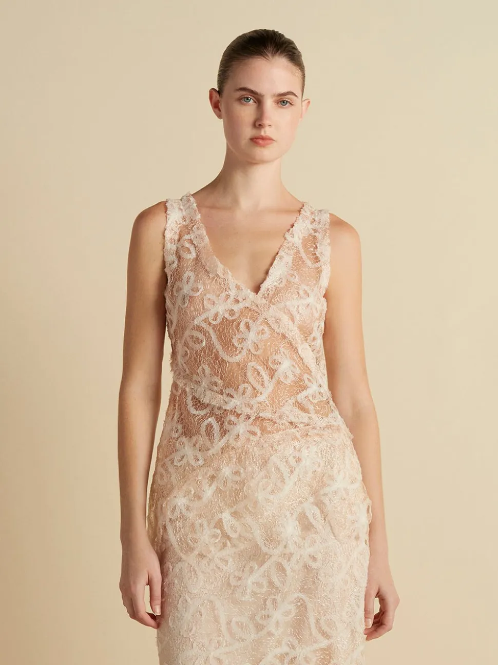 Lace Patchwork Top in Nude
