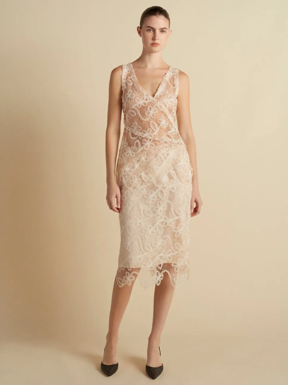Lace Patchwork Top in Nude