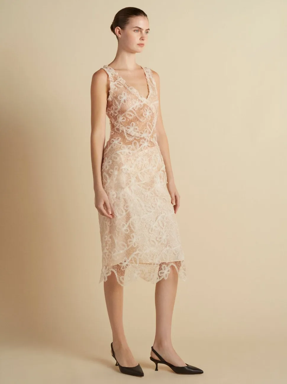 Lace Patchwork Top in Nude
