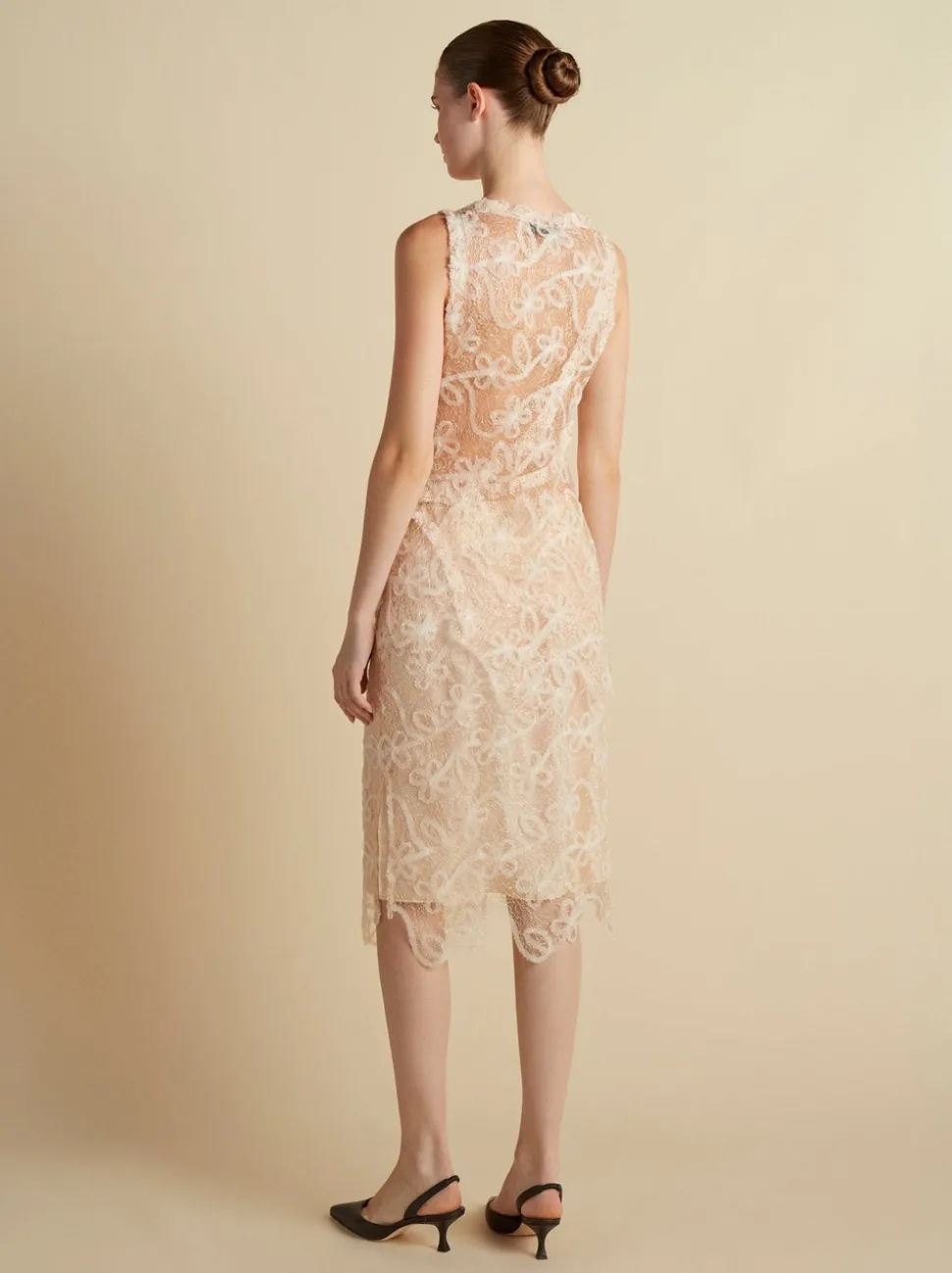 Lace Patchwork Top in Nude