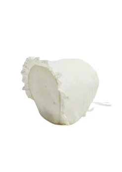Lace Trim Satin Bow Bonnet in Ivory