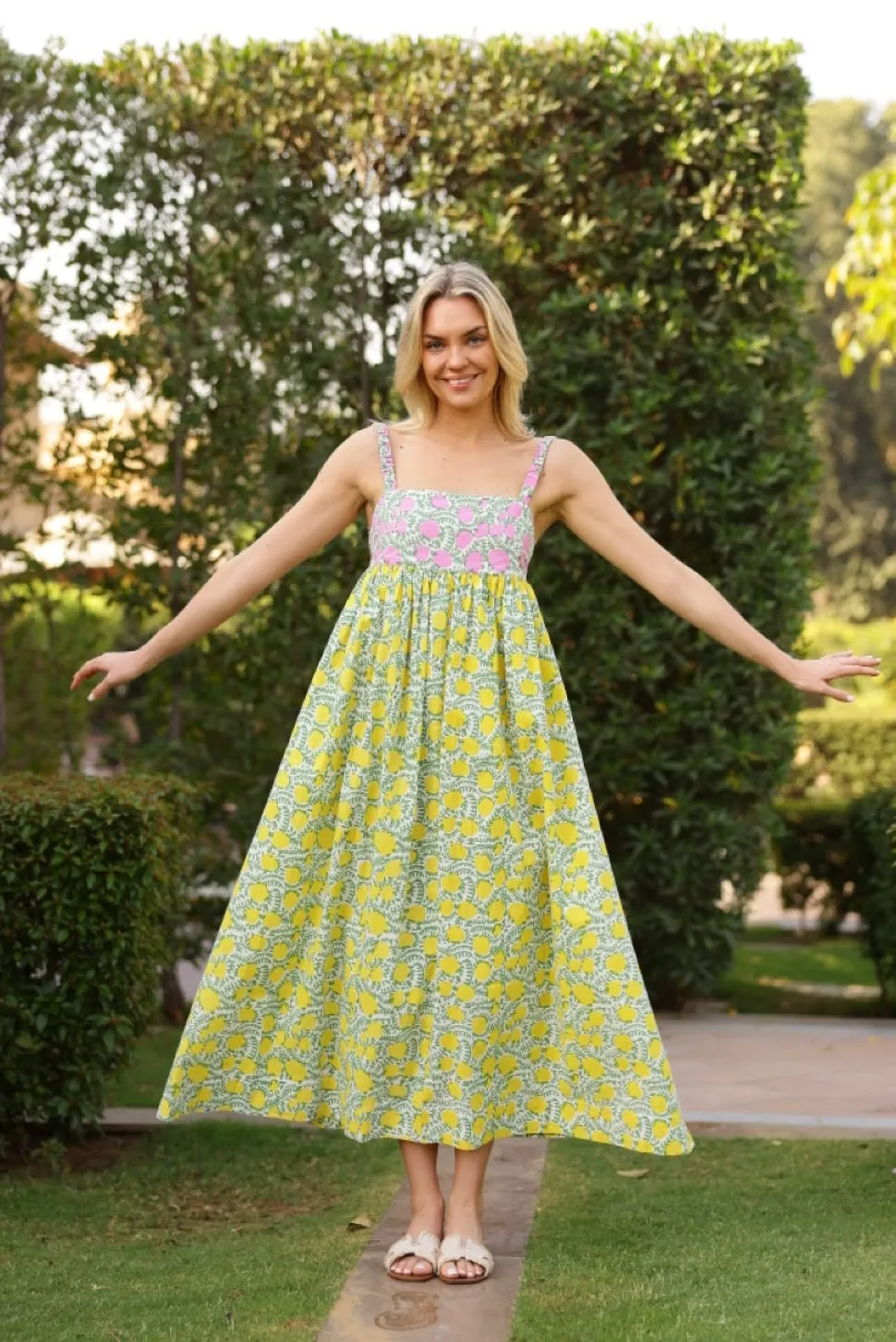Laguna Sun Dress in Pink & Yellow