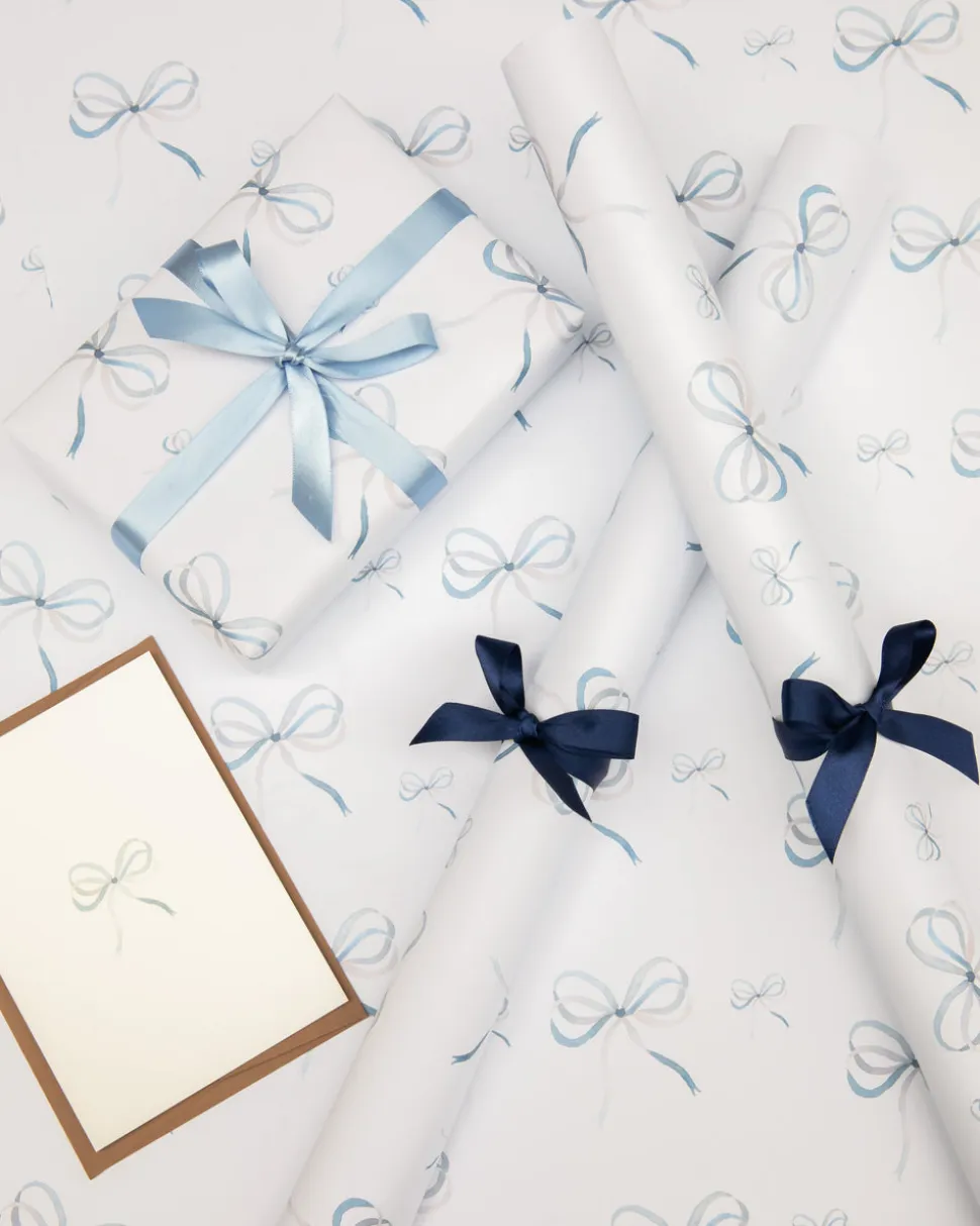 Lake Blue Bow Ribbon Cards, Set of 5