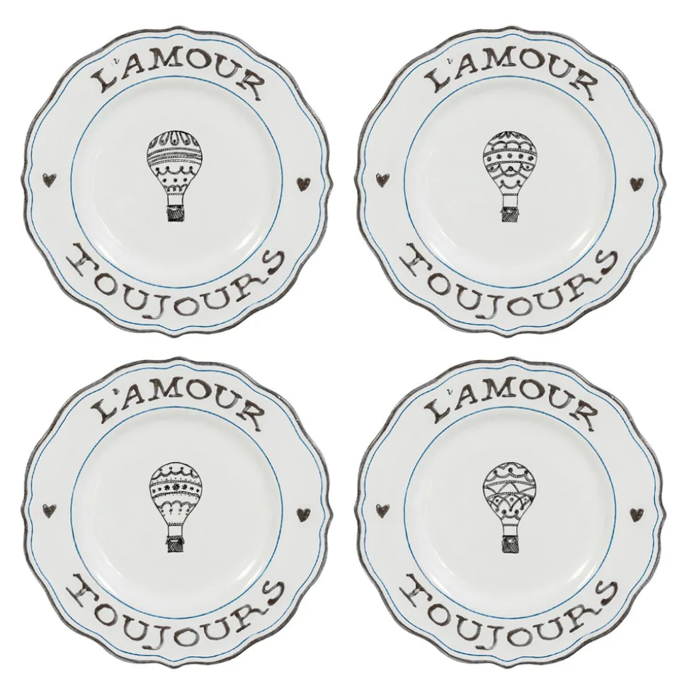 L’Amour Toujours Dessert/Salad Plates, Assorted, Set of 4