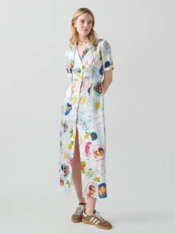 Lampi Button Down Dress in Lunch