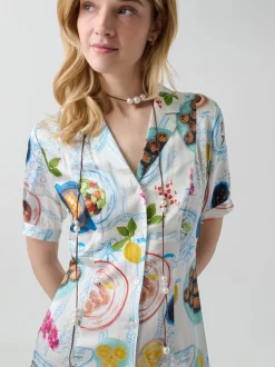 Lampi Button Down Dress in Lunch