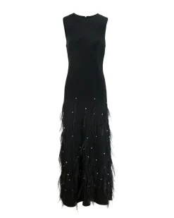 Laney Feather Dress in Noir