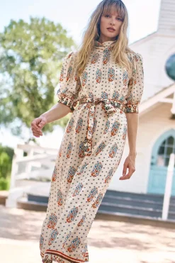 Langley Dress in Fall Floral Cream