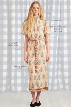 Langley Dress in Fall Floral Cream